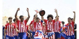 El Atlético de Madrid se ha proclamado vencedor de la Copa de Campeones, División de Honor Juvenil, en la final disputada hoy en el estadio Enrique López Cuenca, tras vencer al Real Betis por uno a cero.